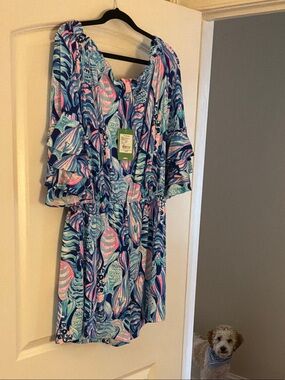Lilly Pulitzer Twilight Blue & Pink Calla Print Romper - Vibrant Floral